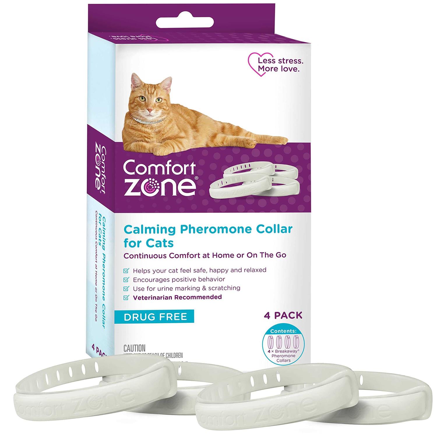 Comfort Zone 2 Pack Cat Calming Pheromone Collar for Cats De-Stress Your Cat