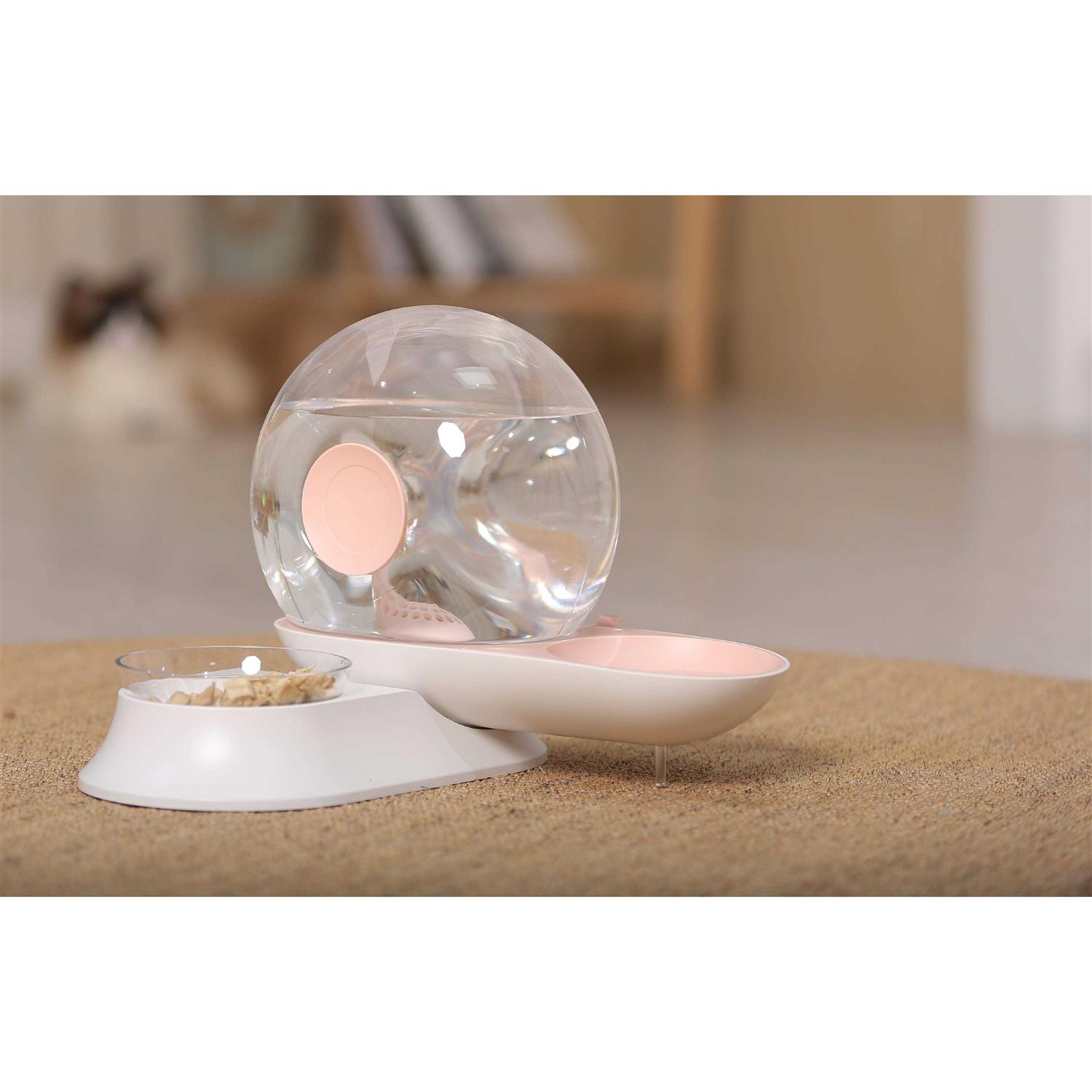 Pet Life Auto-Myst Snail Shaped 2-in-1 Automated Gravity Pet Filtered Water Dispenser and Food Bowl