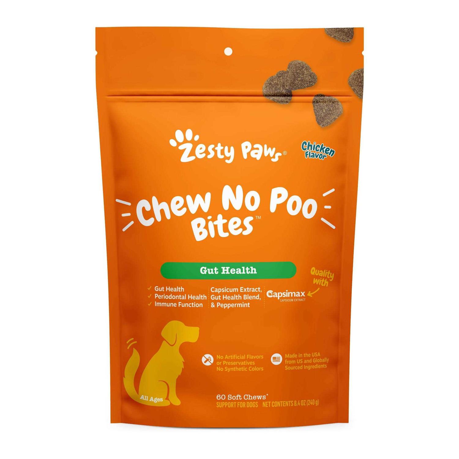 Zesty Paws Chew No Poo Bites for Dog Chicken Flavor