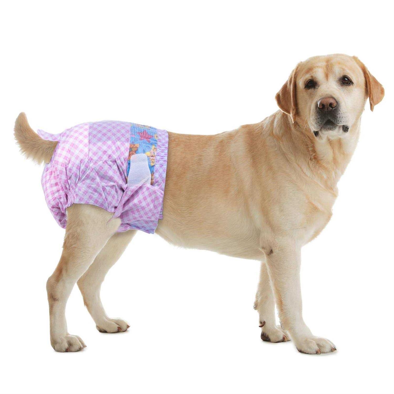 Flying Paws Disposable Female Dog Diapers, Puppy Diapers with Adjustable Elastic Waistline for Female Dog or Cat in Heat