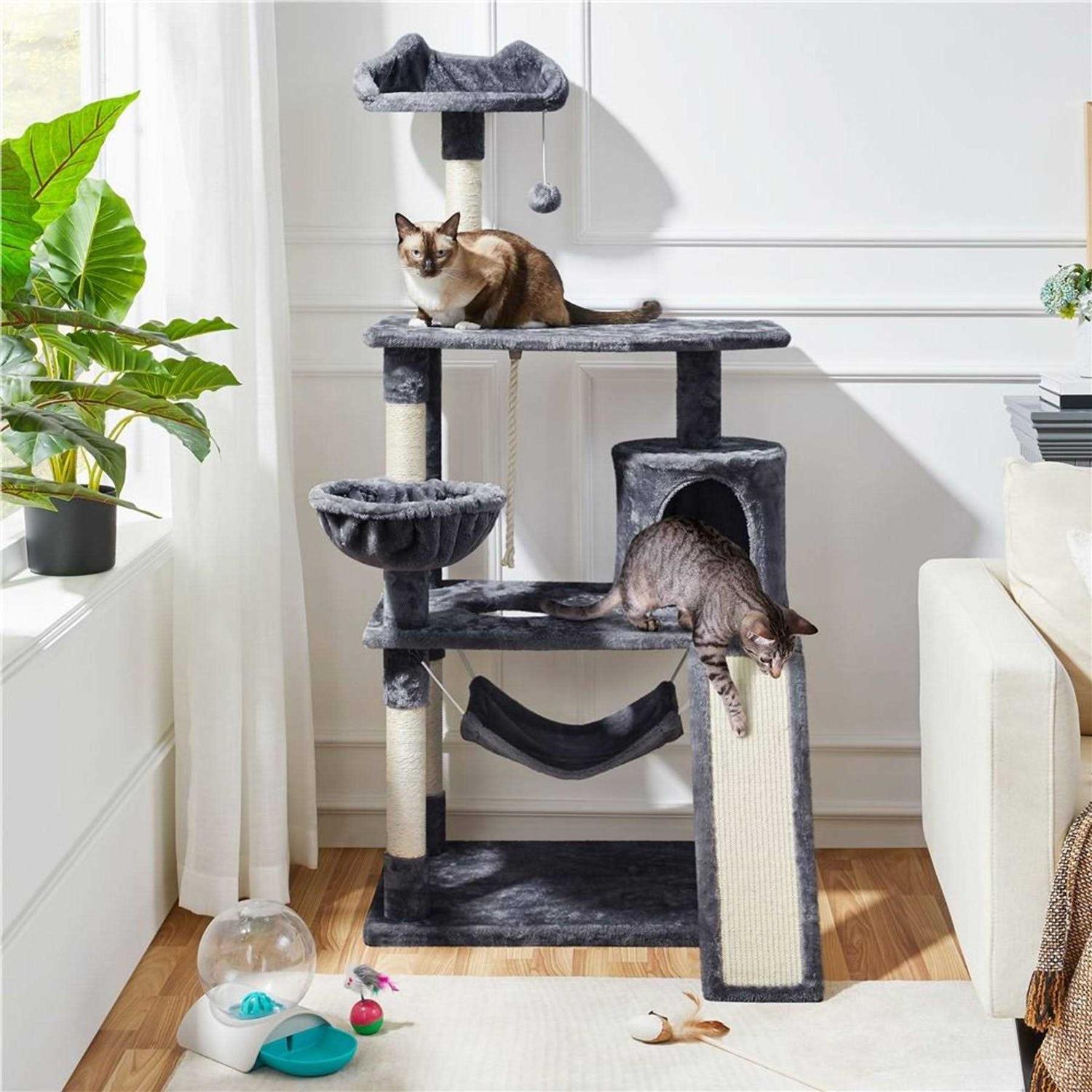 Yaheetech 61.5-in Plush Cat Tree Condo