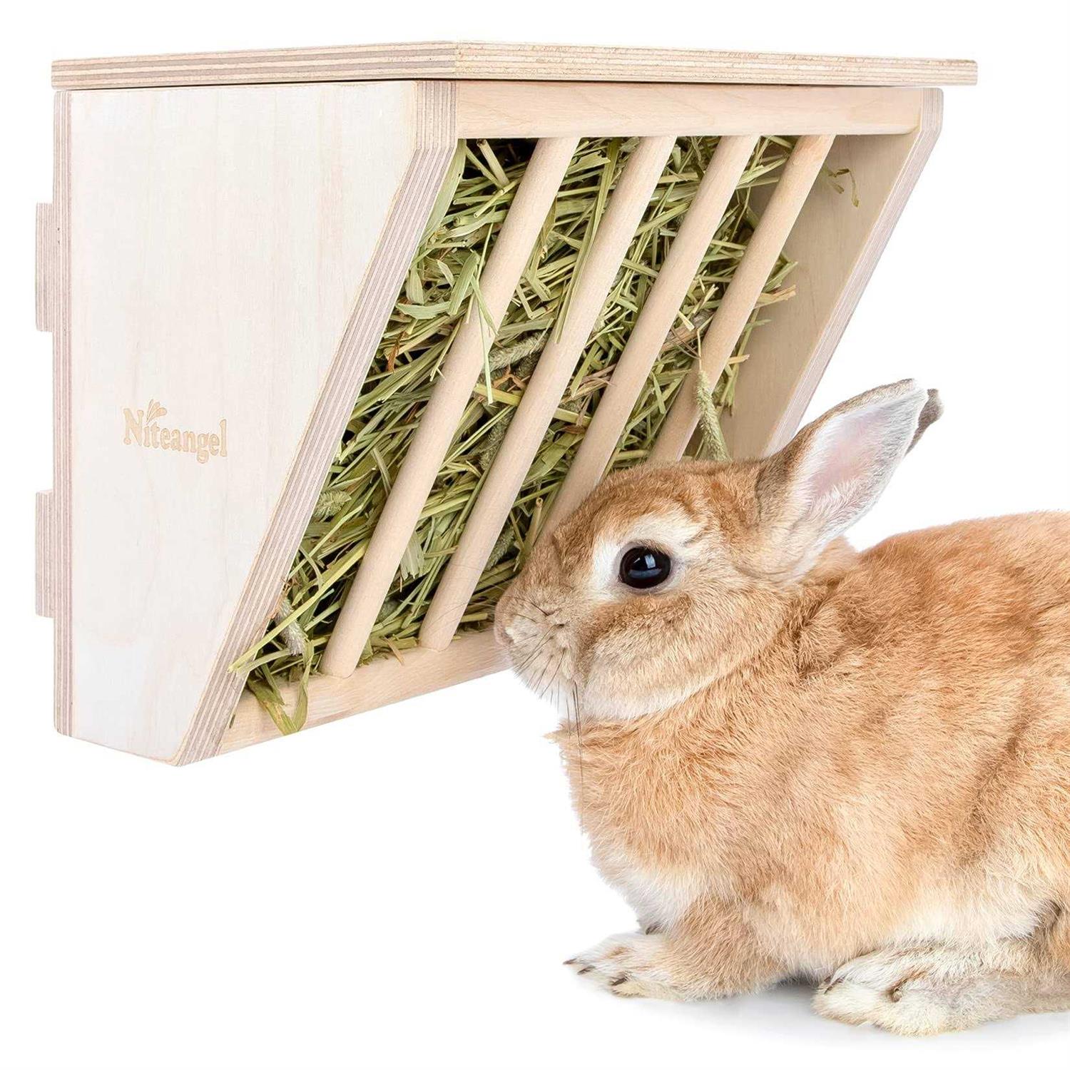 Niteangel Pet Wooden Hay Manger with Seat