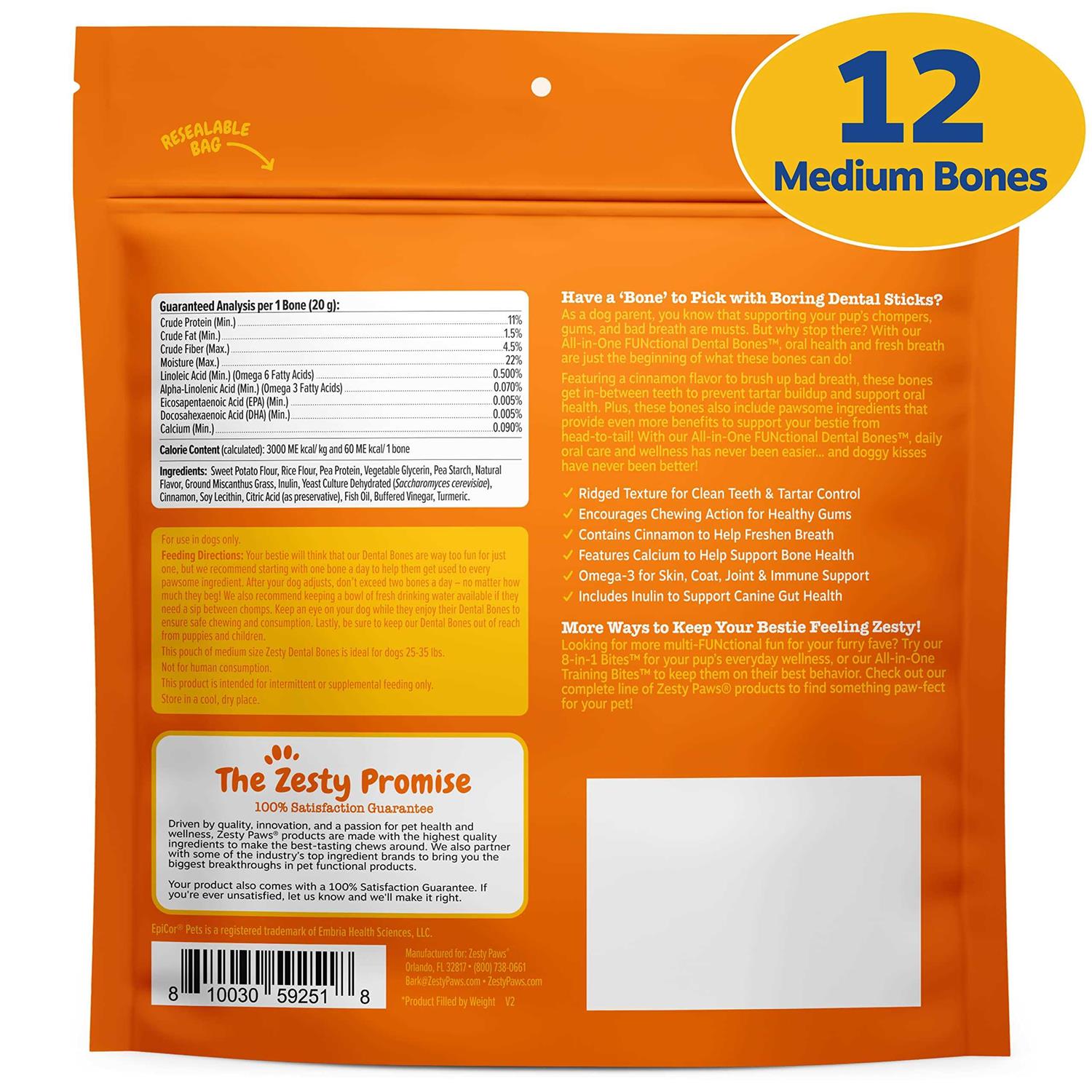 Zesty Paws All-in-One Functional Dental Bones for Dogs