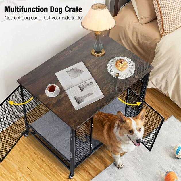 Aivituvin Dog Crate Furniture Side End Table with Tray AIR79