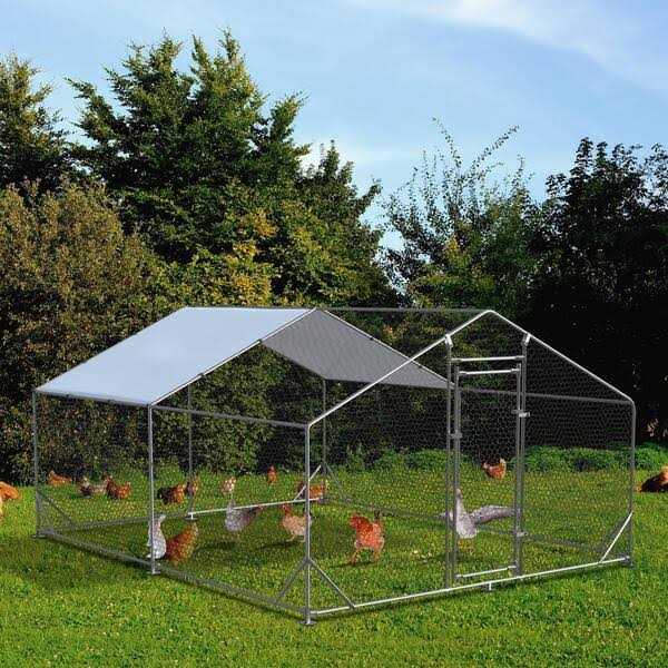 10 ft. L x 13 ft. W x 6.4 ft. H Walk-In Chicken Coop Poultry Cage with Waterproof Cover