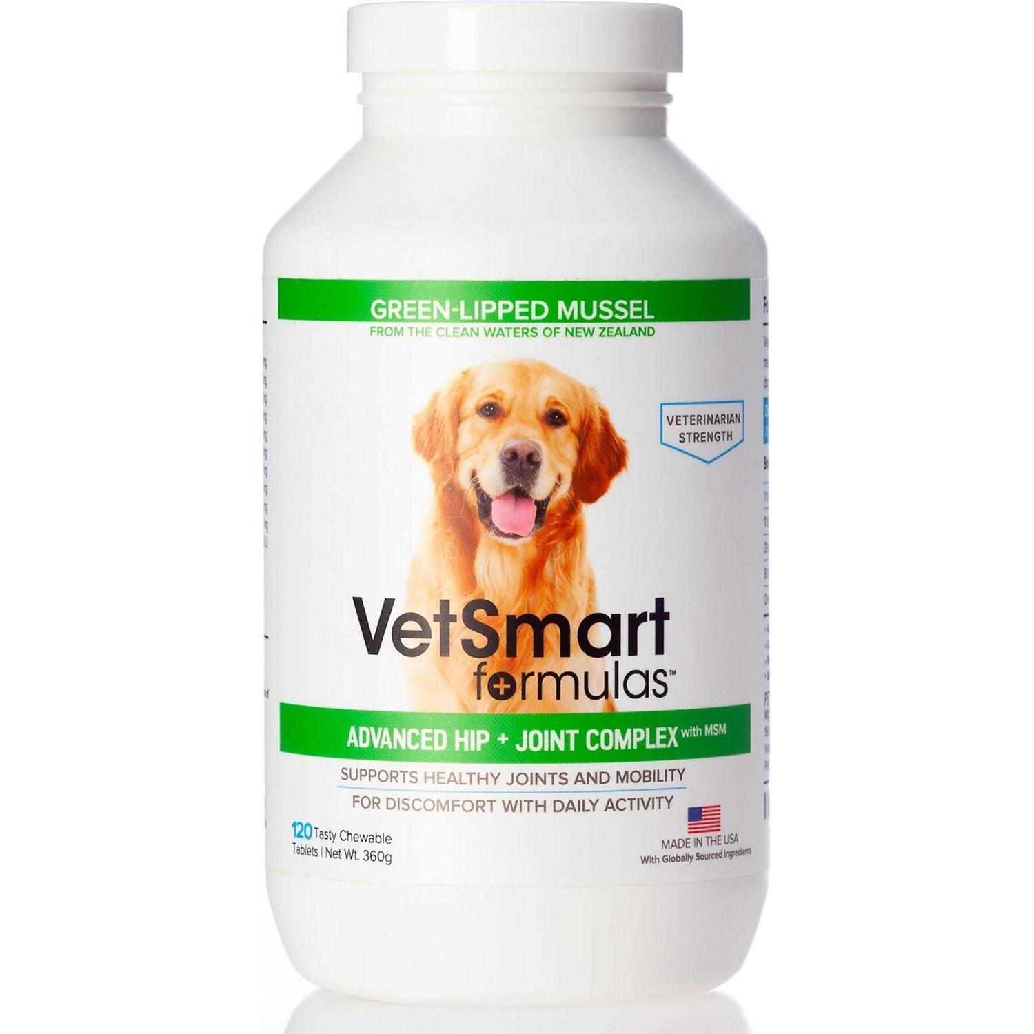VetSmart Formulas Advanced Hip + Joint Complex with MSM and Green-Lipped Mussel for Dogs