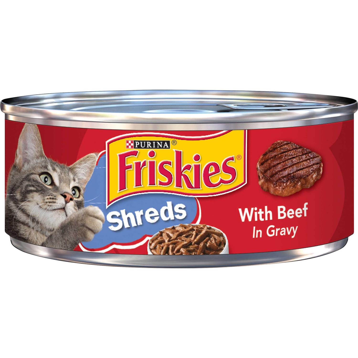 Friskies Savory Shreds with Beef Canned Cat Food, 5.5-oz, case of 24