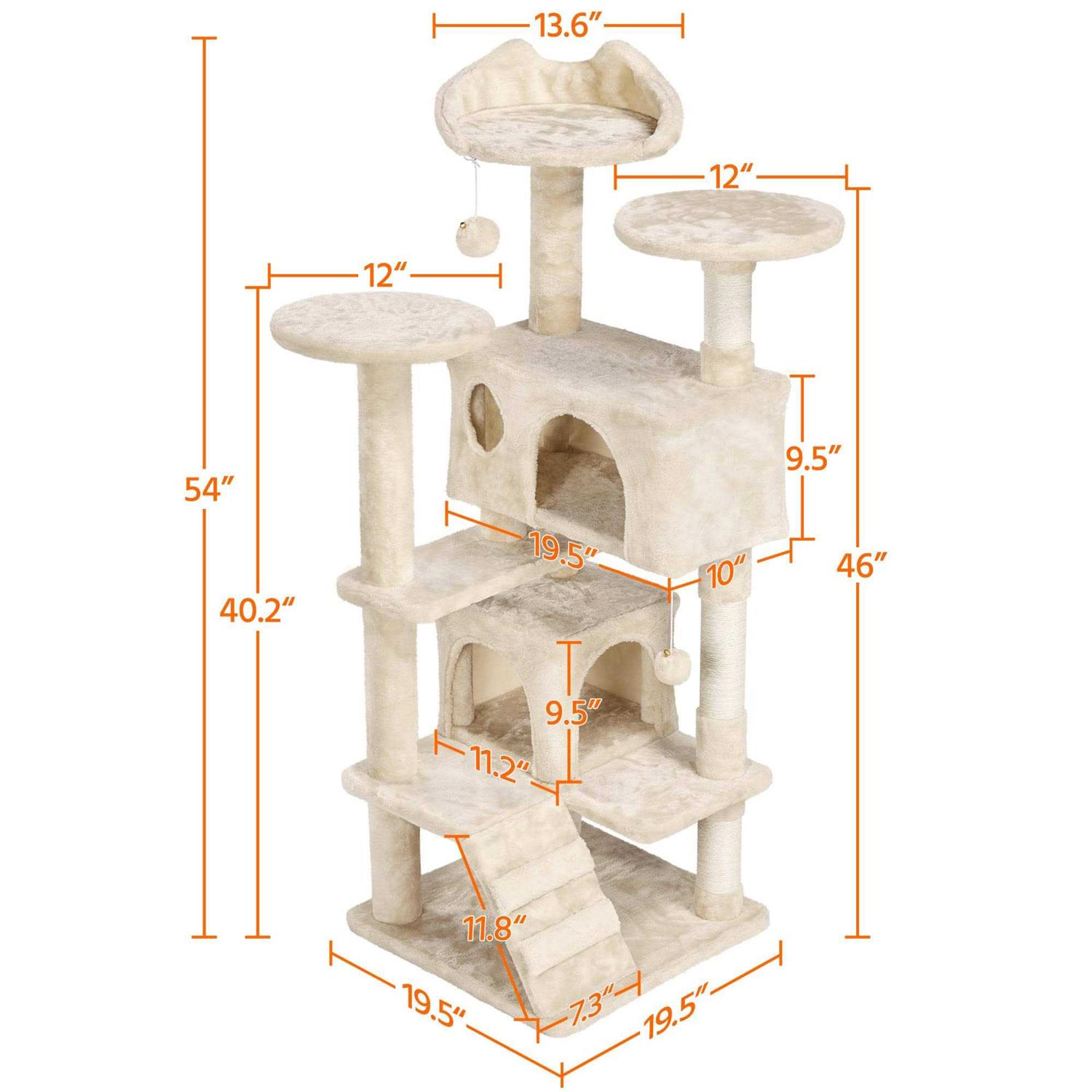 Topeakmart Plush Cat Tree with 2 Condos