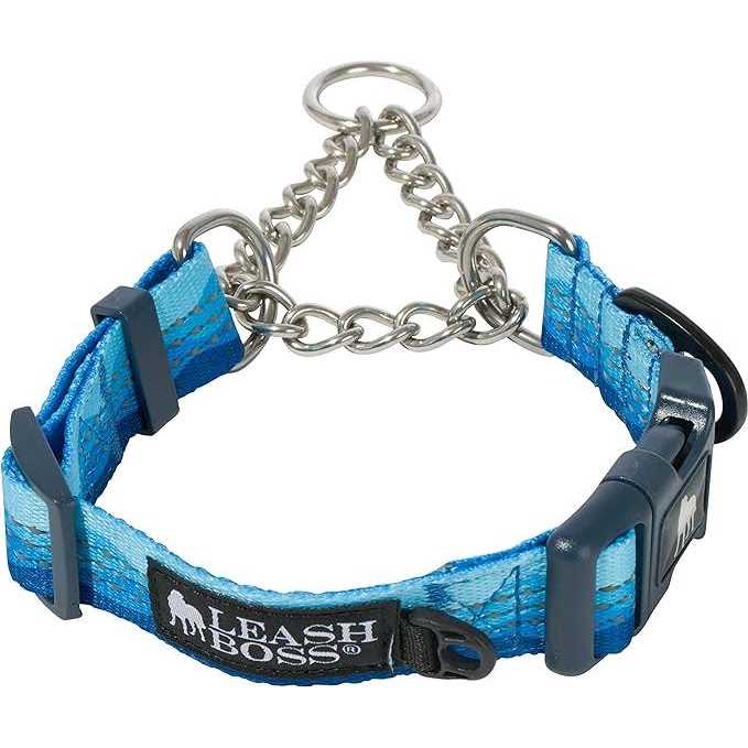 Leashboss Patterned Reflective Chain Martingale Dog collar