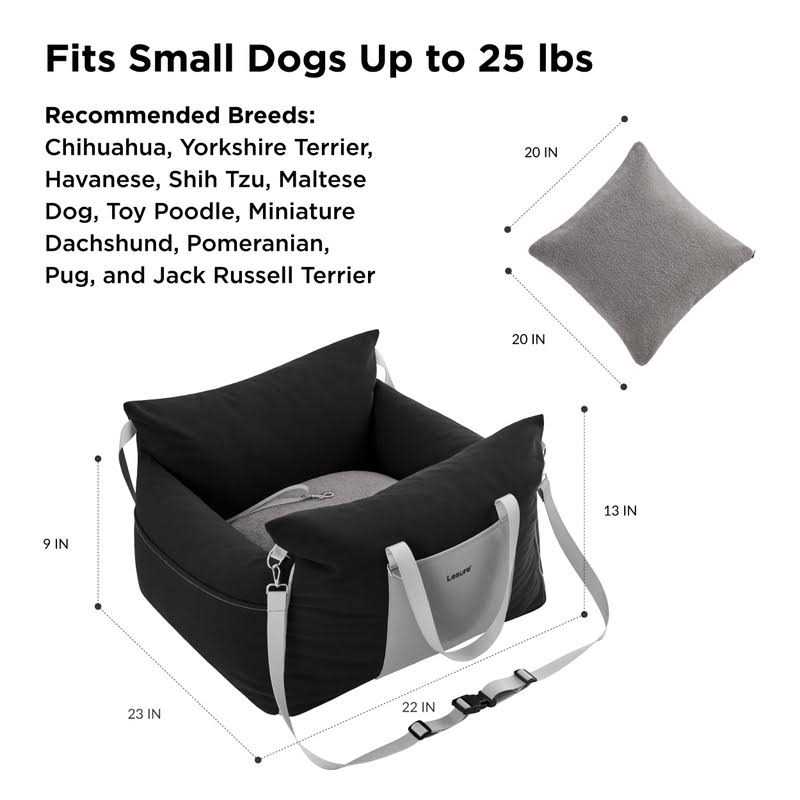 LE SURE Lesure Small Dog Car Seat for Small Dogs Waterproof Dog Booster Seat for Car with Storage Pockets, Clip-On Safety Leash and Thickened Memory Foam