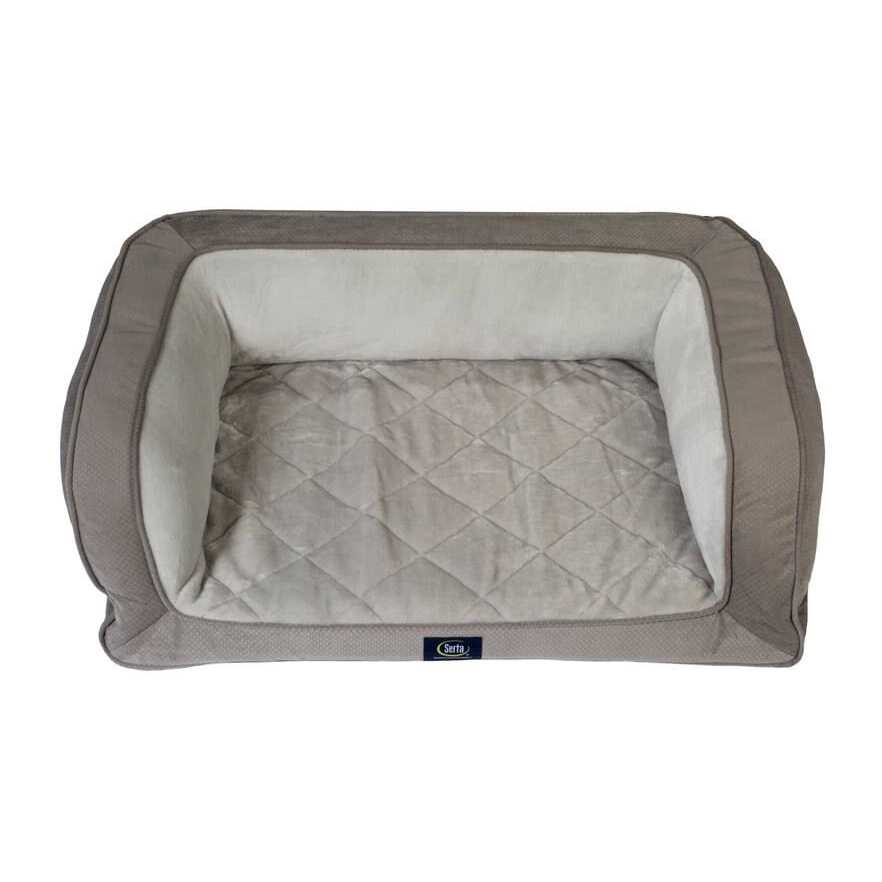 Serta Quilted Orthopedic Bolster Dog Bed w/Removable COVER