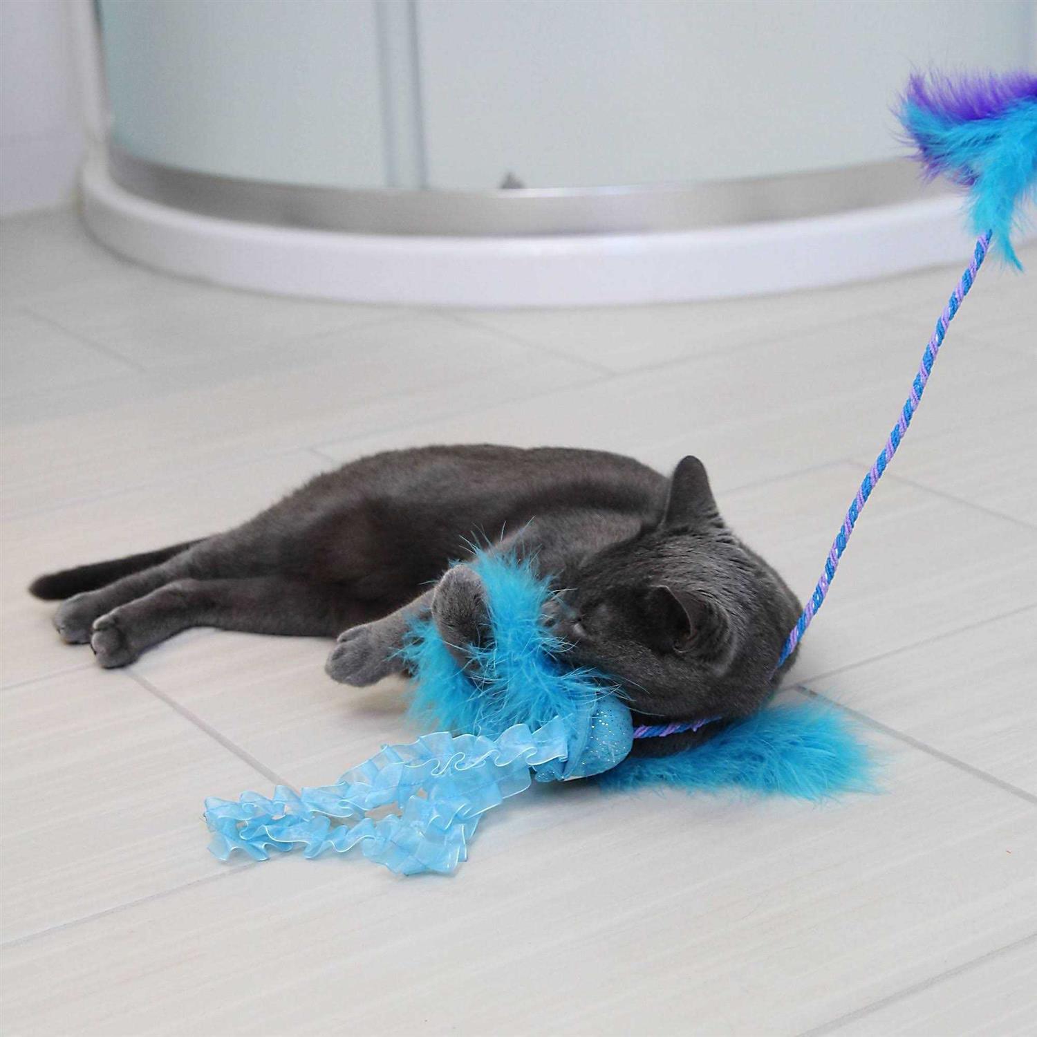 Quirky Kitty Jiggling Jellyfish Wand Cat Toy