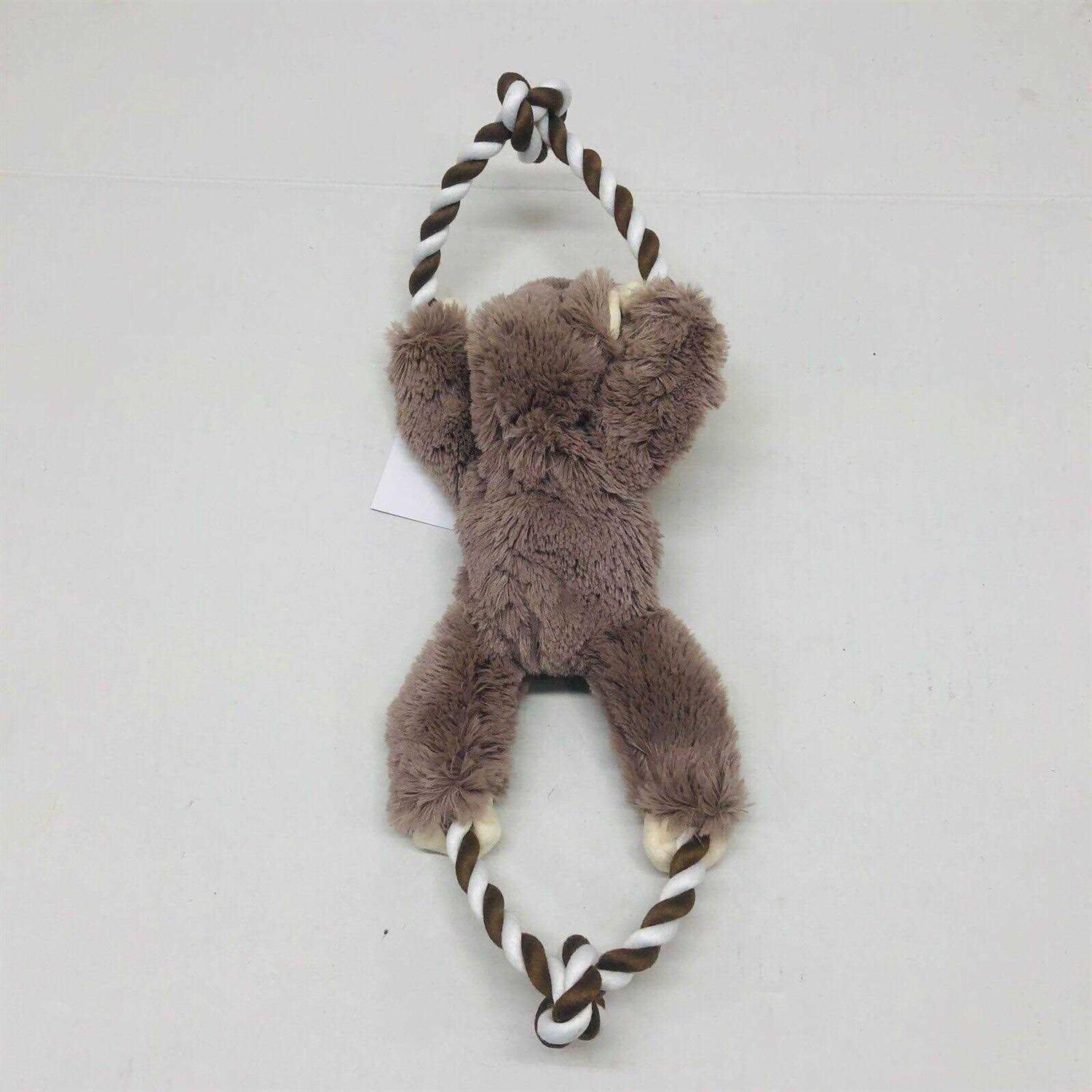 Frisco Monkey Plush with Rope Squeaky Dog Toy
