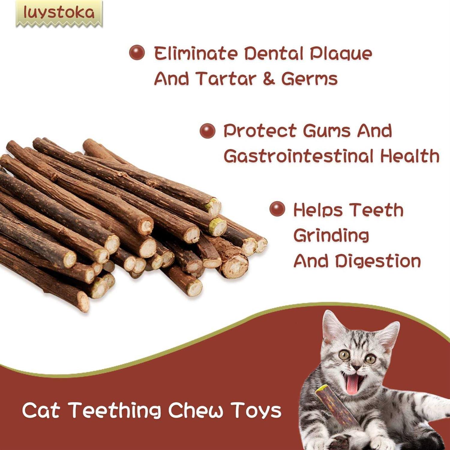 Luystoka 30pcs Kitten Toys Catnip Toys Matatabi Silvervine Sticks Kitty Chew Toys Wooden Stick Kitten Teething Toys Molar Suitable for Cats of All