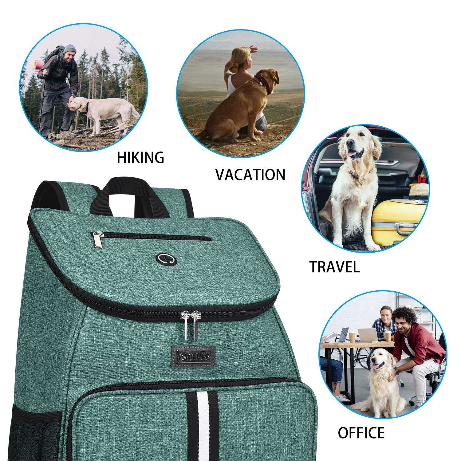 baglher Dog Travel Bag,Airline Approved Pet Supplies Backpack,Dog Travel Backpack with 2 Silicone Collapsible Bowls and 2 Food Baskets