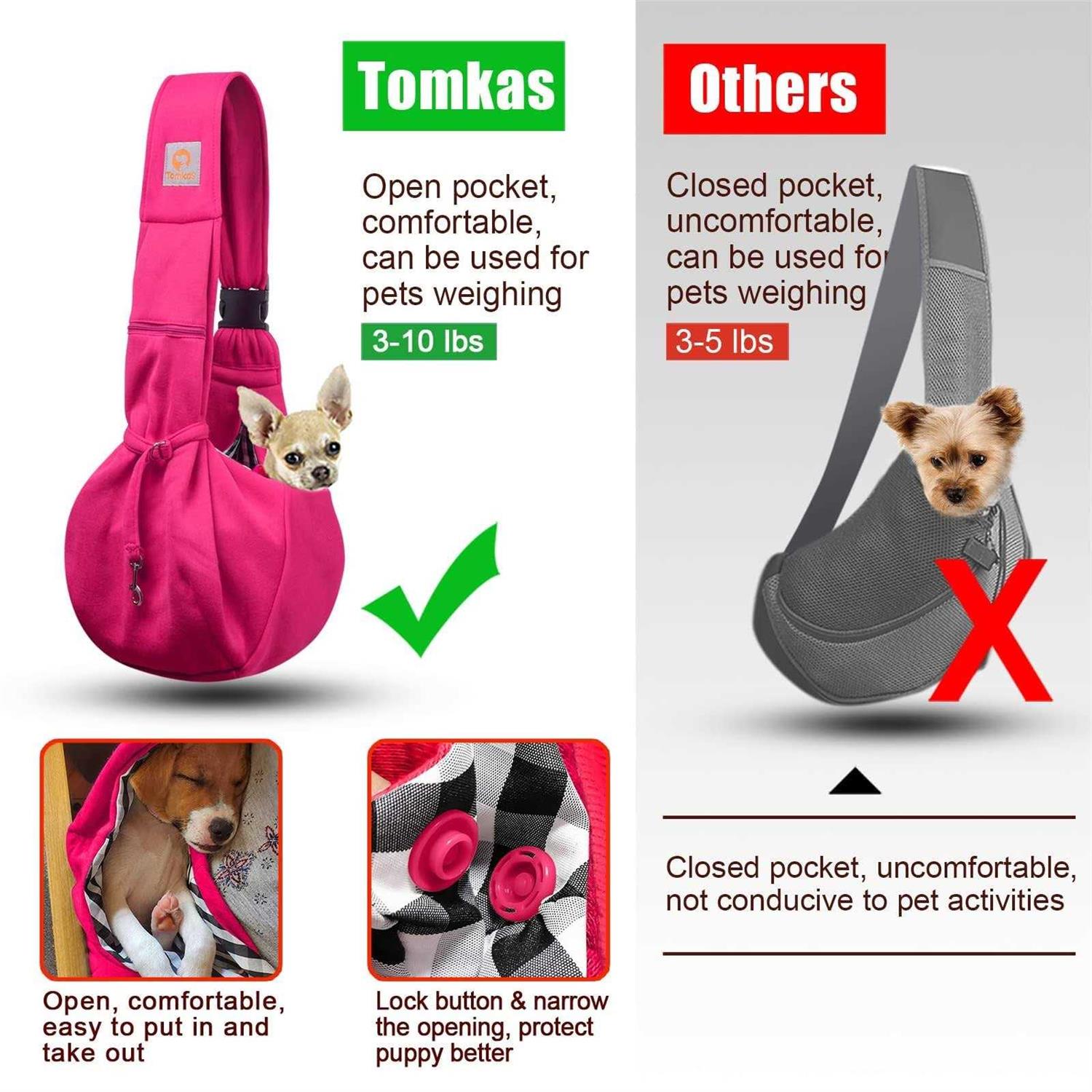 TOMKAS Dog Sling Carrier for Small Dogs Puppy Carrier for Small Dogs