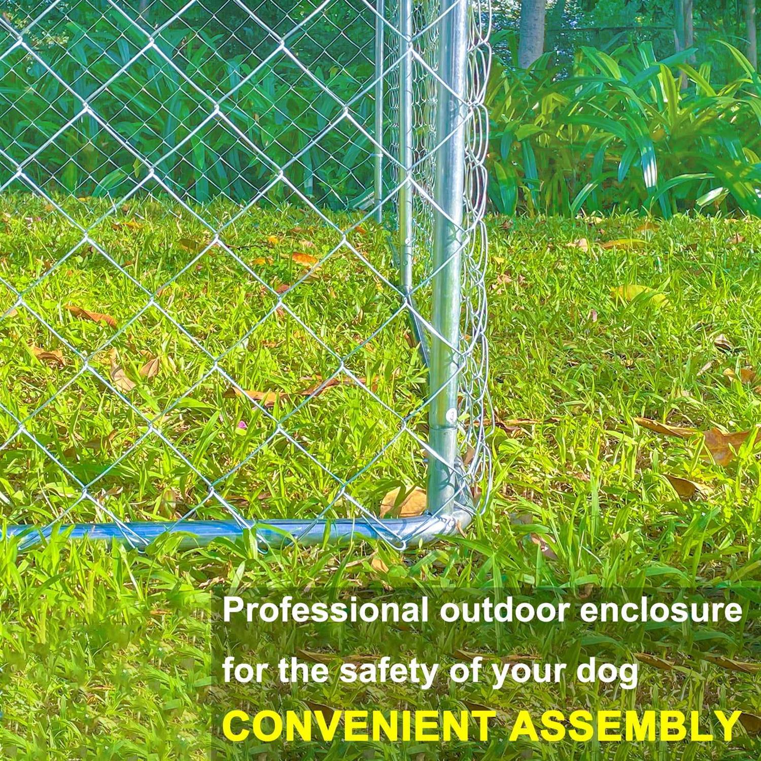 10ft x 10ft Dog Kennel Outdoor Metal Playpen Large Dog Cages for Large Dogs Run Outside Exercise Pet Fences with Roof for Yard