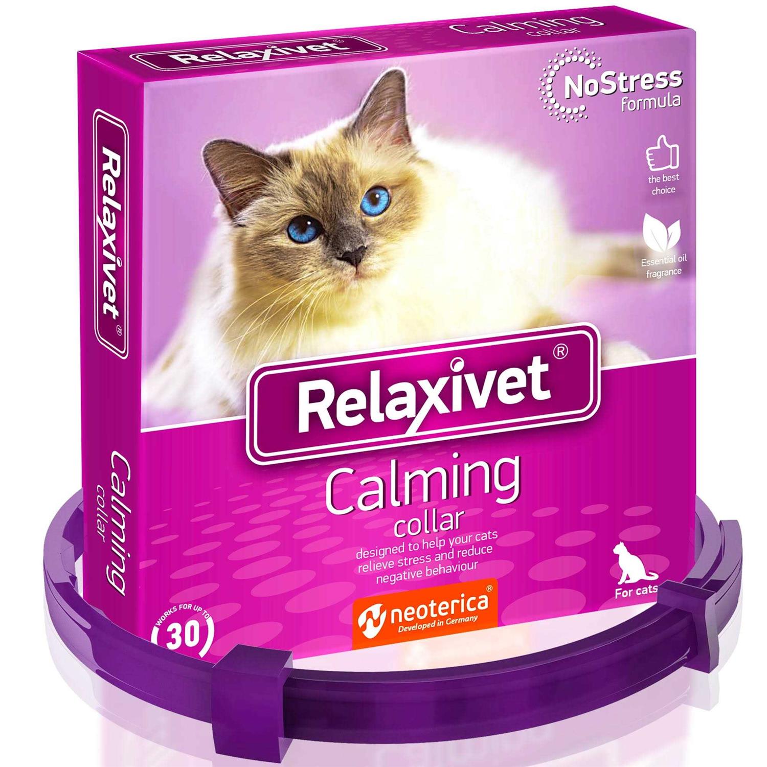 Relaxivet Cat Calming Collar & Pet Anti Anxiety Products Feline Calm Pheromones Collars & Cats Stress Relief