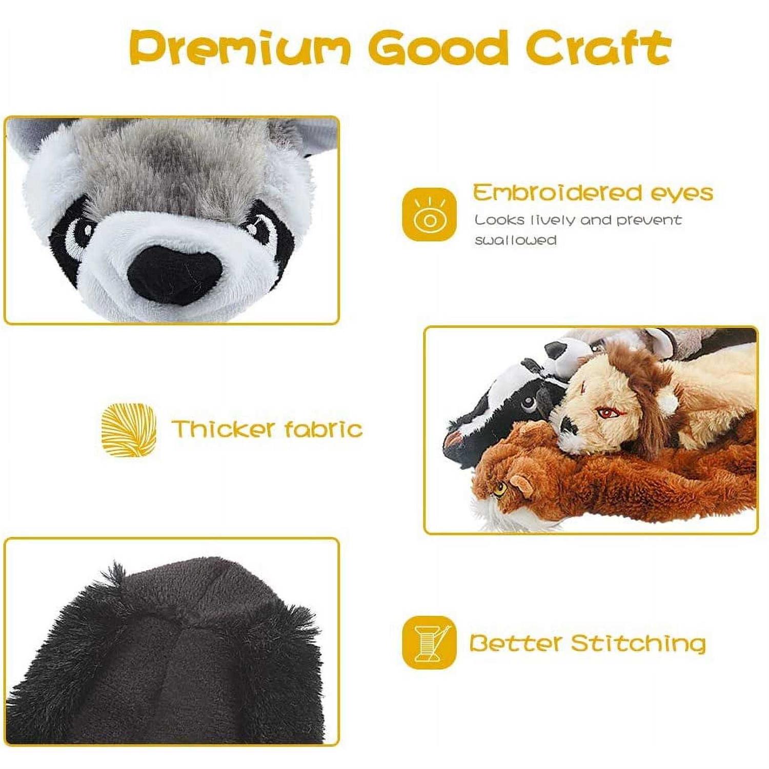 FIREOR Dog Squeaky Toys No Stuffing Plush Chew Toy for Small Medium Dogs Puppy Aggressive Chewers Large Breed