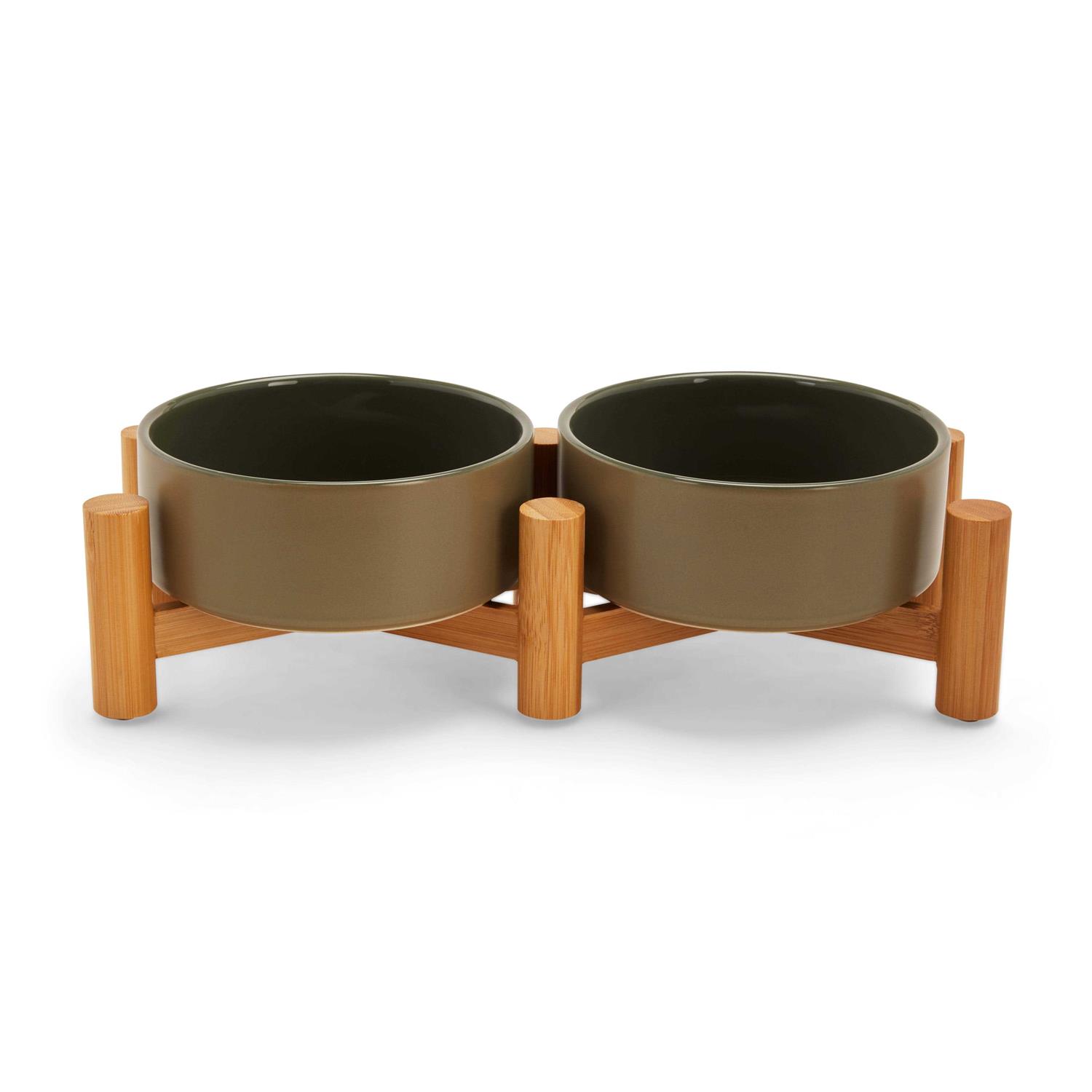 Reddy Ceramic & Bamboo Elevated Dog Double Diner