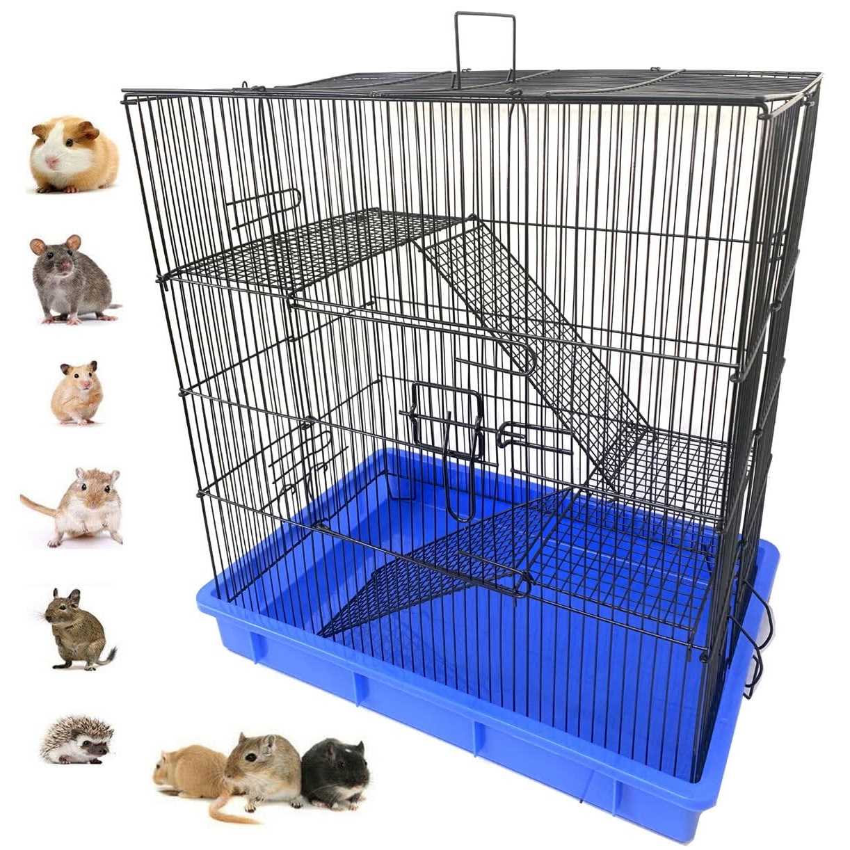 Mcage 3-story Ferret Chinchilla Sugar Glider Rats Guinea Pig Mouse Gerbil Hamster Hedgehog Animal Habitat Cage with Tight 3/8-Inch Wire Body Prevent