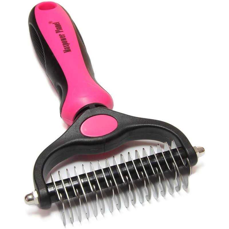 Maxpower Planet Pet Grooming Brush Double Sided Shedding Dematting Undercoat Rake for Dogs
