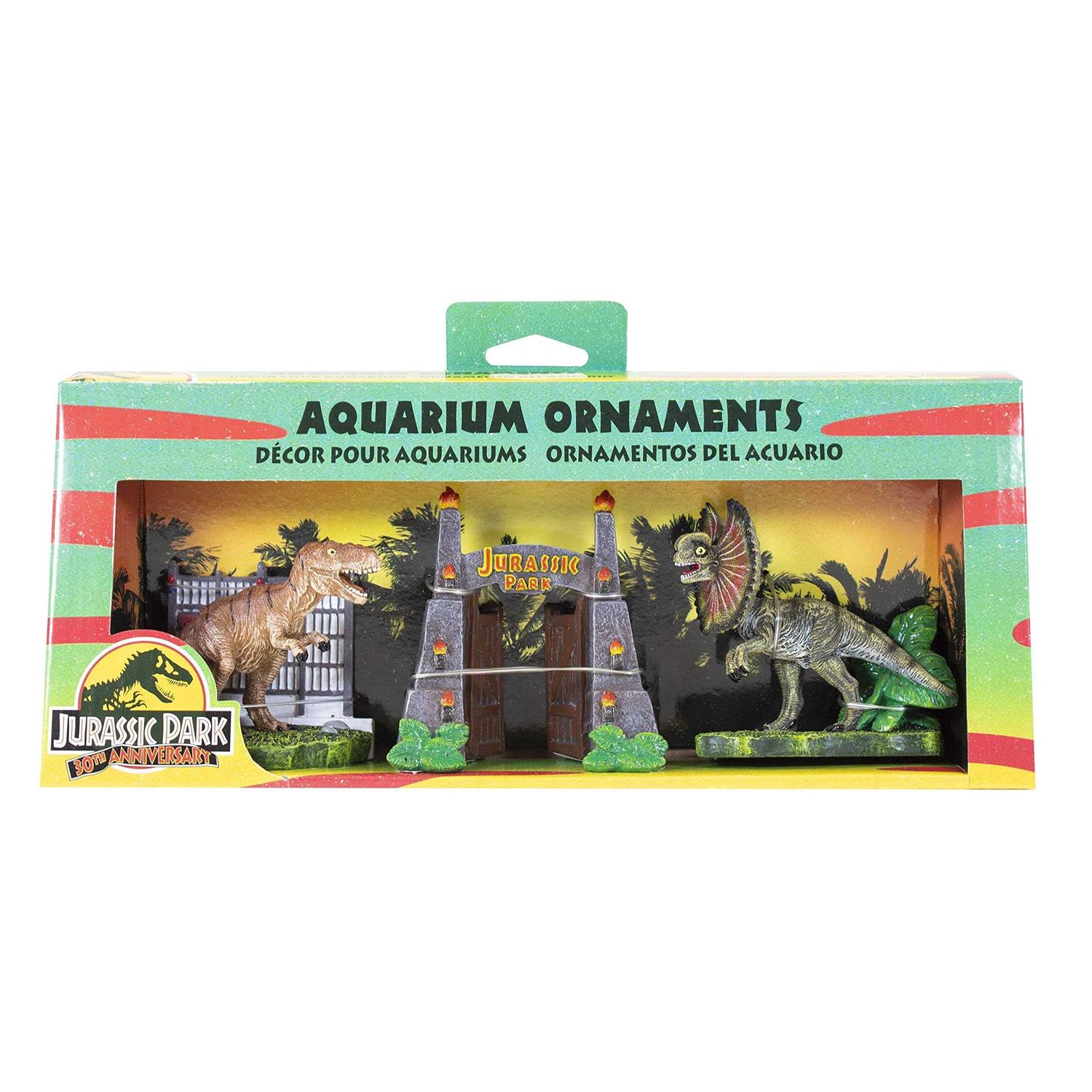 Penn-Plax Jurassic Park Officially Licensed 3-Piece Aquarium Ornament Bundle Small