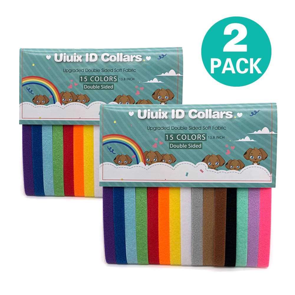 Puppy Whelping Collars Uiuix 15 Colors Puppy ID Collars Double-Sided Soft Adjustable ID Bands for Newborn Pet Dog Cat
