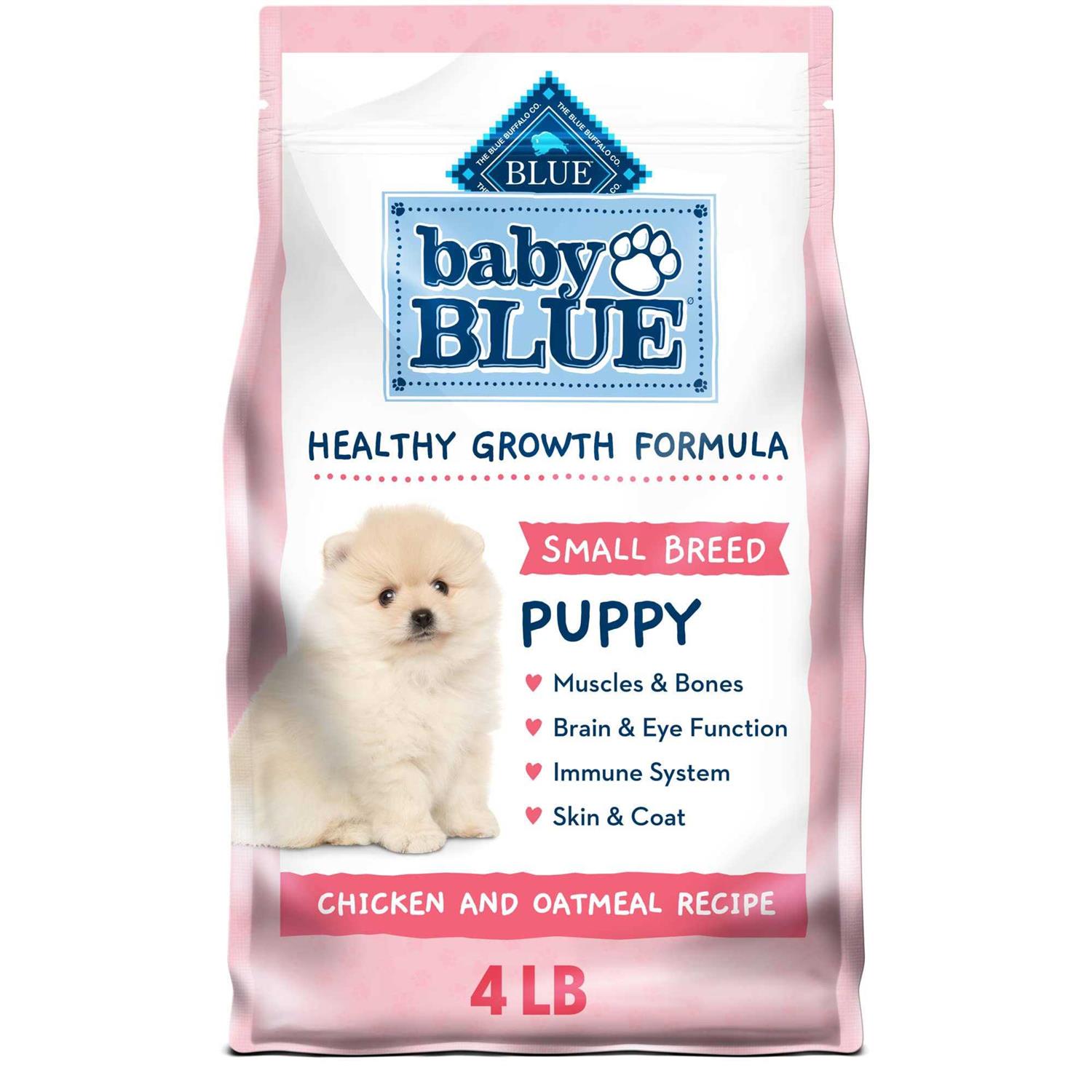 Blue Buffalo Baby Blue Healthy Growth Formula Natural Small Breed Puppy Dry Dog Food, Chicken and Oatmeal Rice Recipe 4-lb