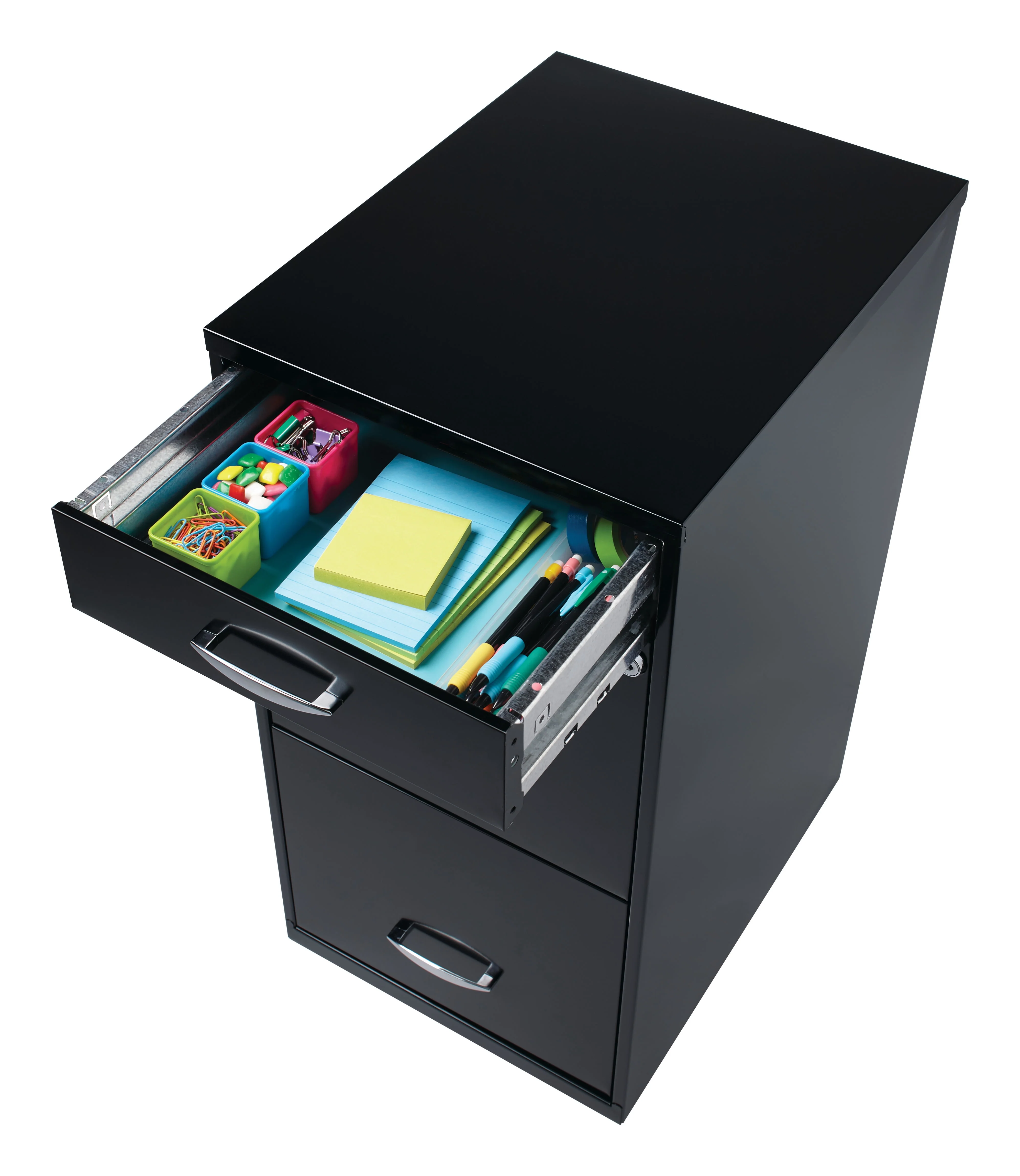 Space Solutions 3 Drawer Letter Width Vertical File Cabinet with Pencil Drawer, Black