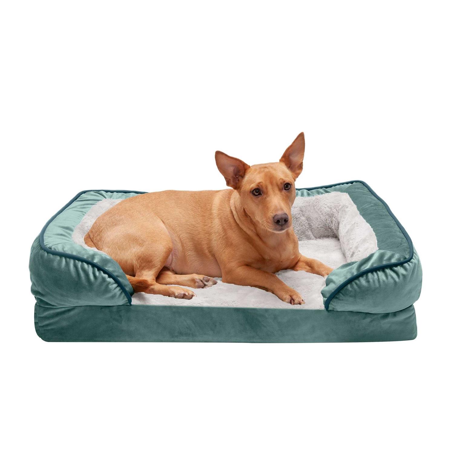 FurHaven Sofa Dog Bed Velvet Waves Perfect Comfort
