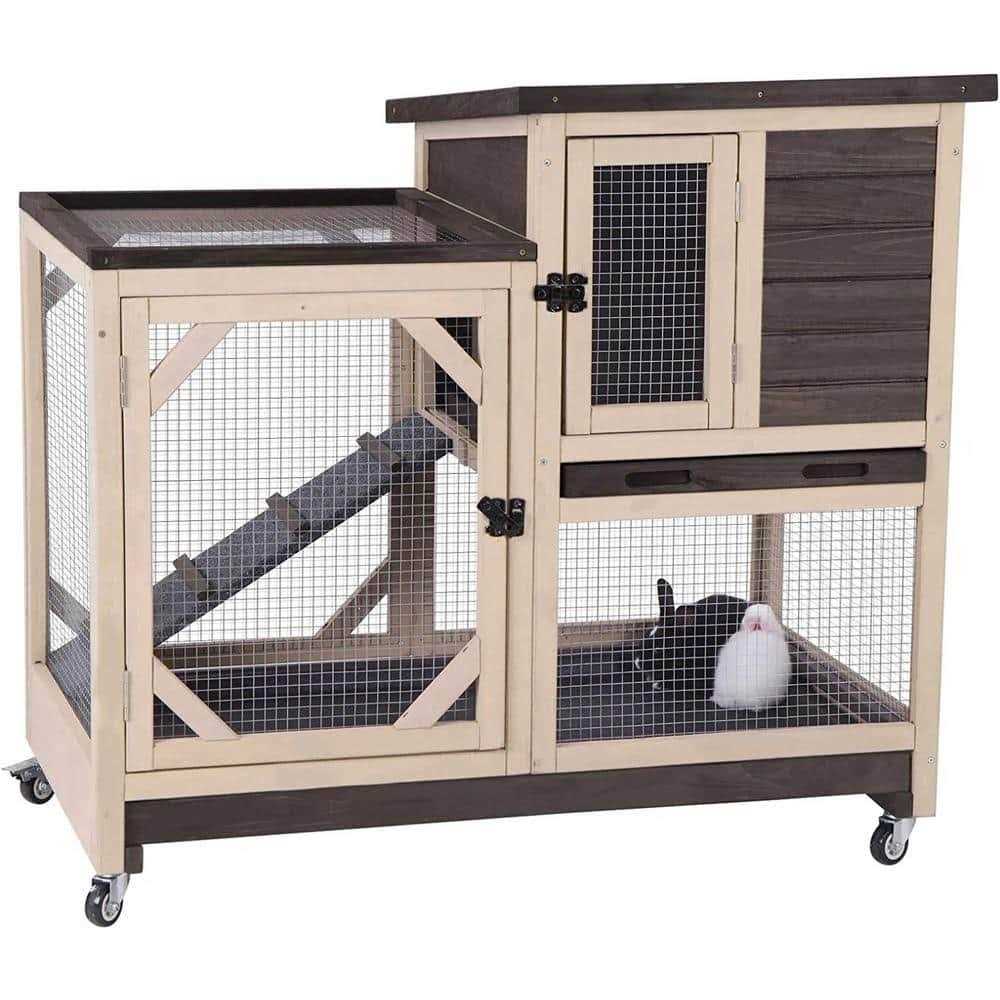 Aivituvin Large Indoor Rabbit Hutch with Pull out Tray