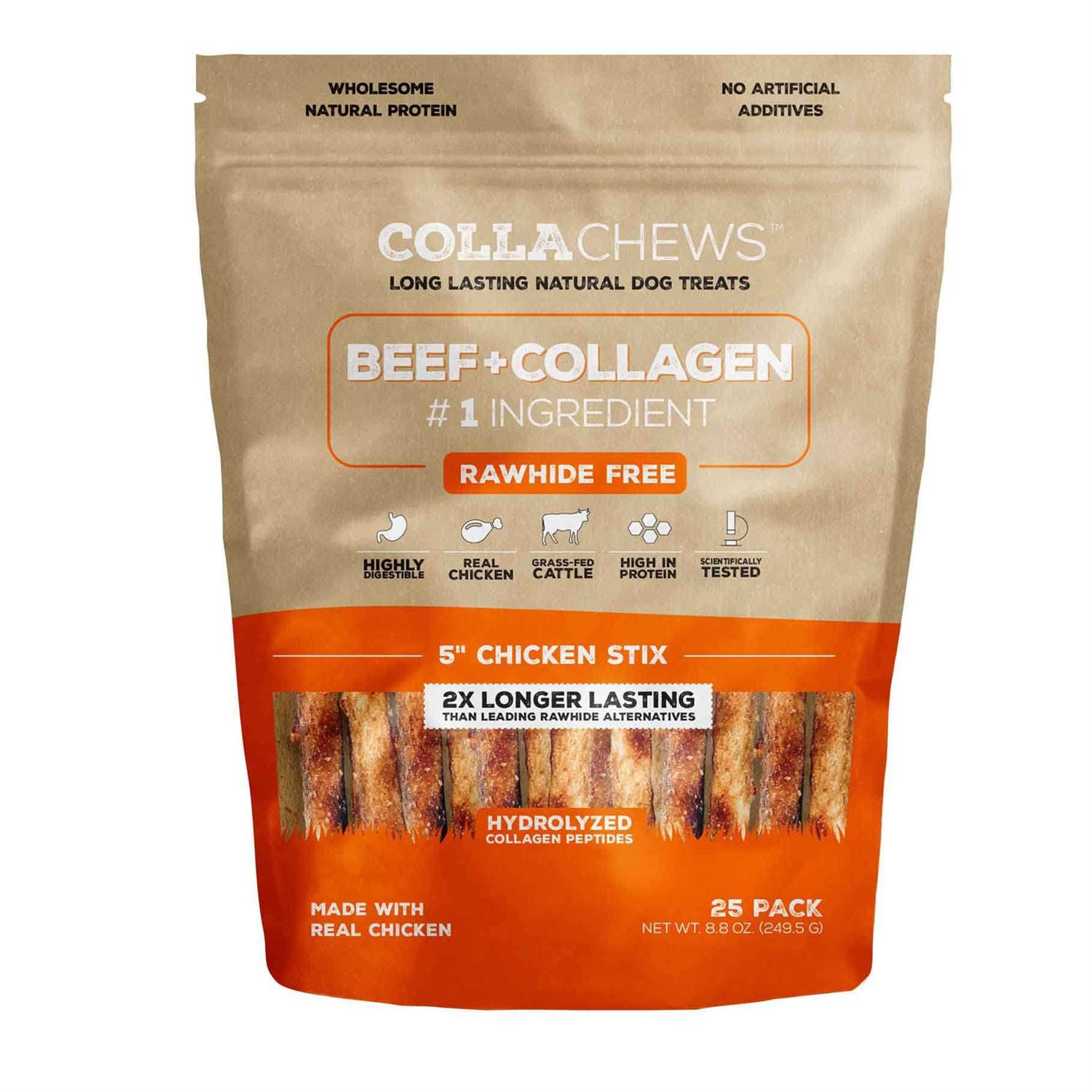 Collachews Beef + Collagen Rawhide Free 5 Stix Dog Treat