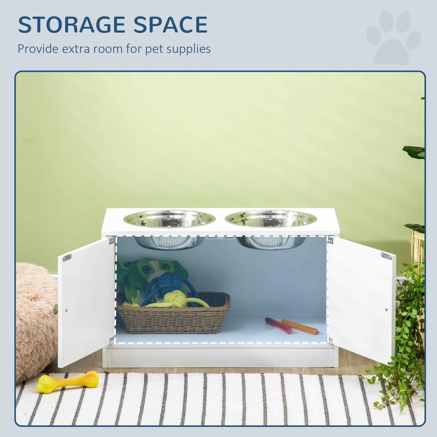 PawHut Large Elevated Dog Bowls with Storage Cabinet Containing Large 44L Capacity