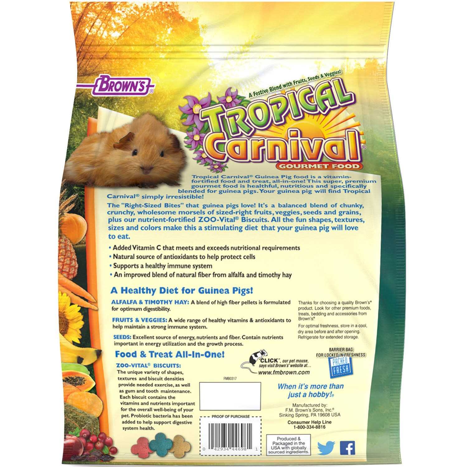 Brown’s Tropical Carnival Gourmet Guinea Pig Food