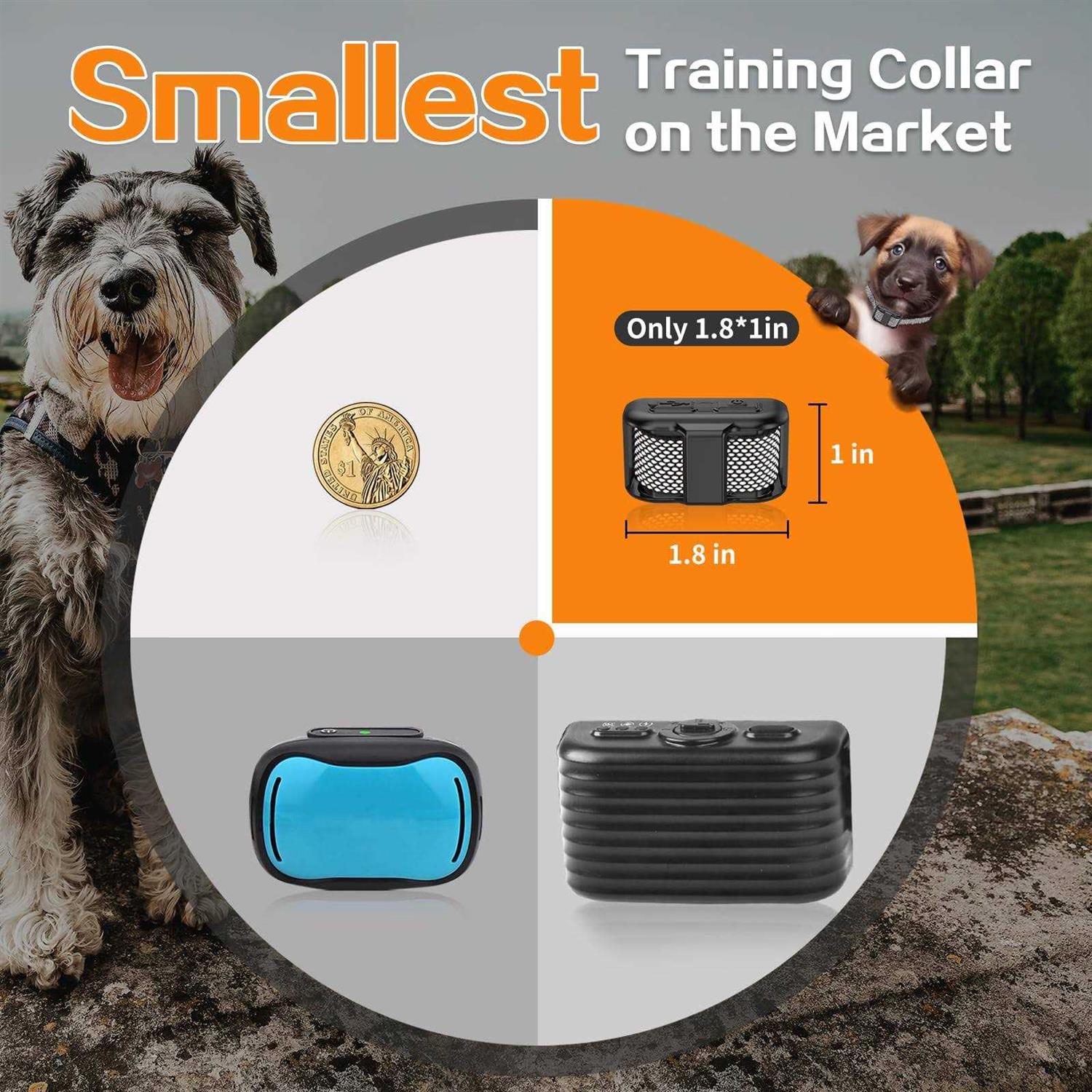 Tiniest Dog Shock Collar Lightest Dog Training Collar with Remote for Small Dogs 5-15lbs & Medium Large Dogs/Puppies