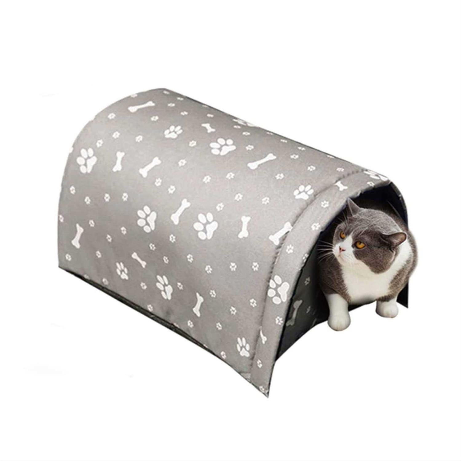 Outdoor Feral Cat House for Winter Weatherproof Waterproof Rainproof Foldable Cotton Filled Thicken Stray Feral Cats Dogs Tent Shelter Home Keep
