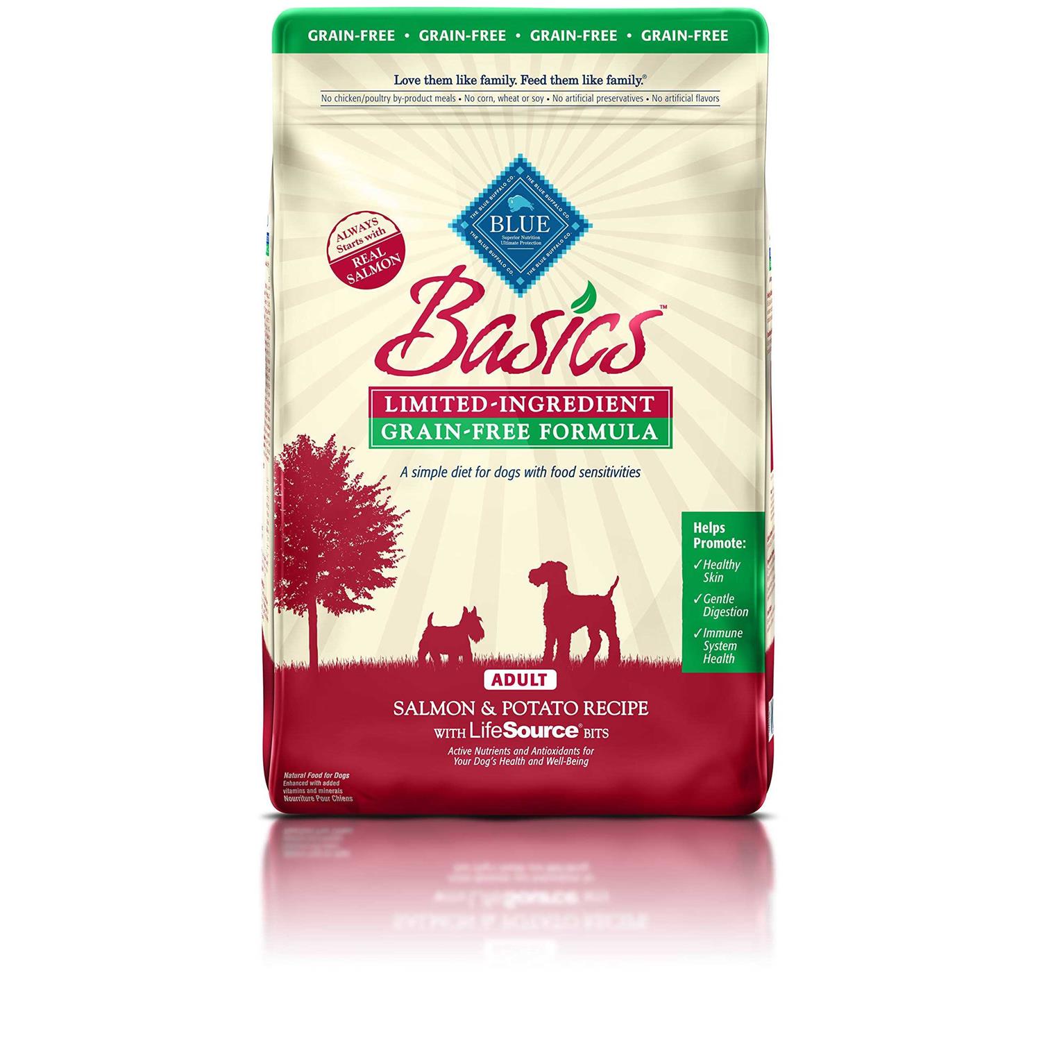 Blue Buffalo Basics Skin & Stomach Care Grain Free Adult Dry Dog Food Salmon & Potato