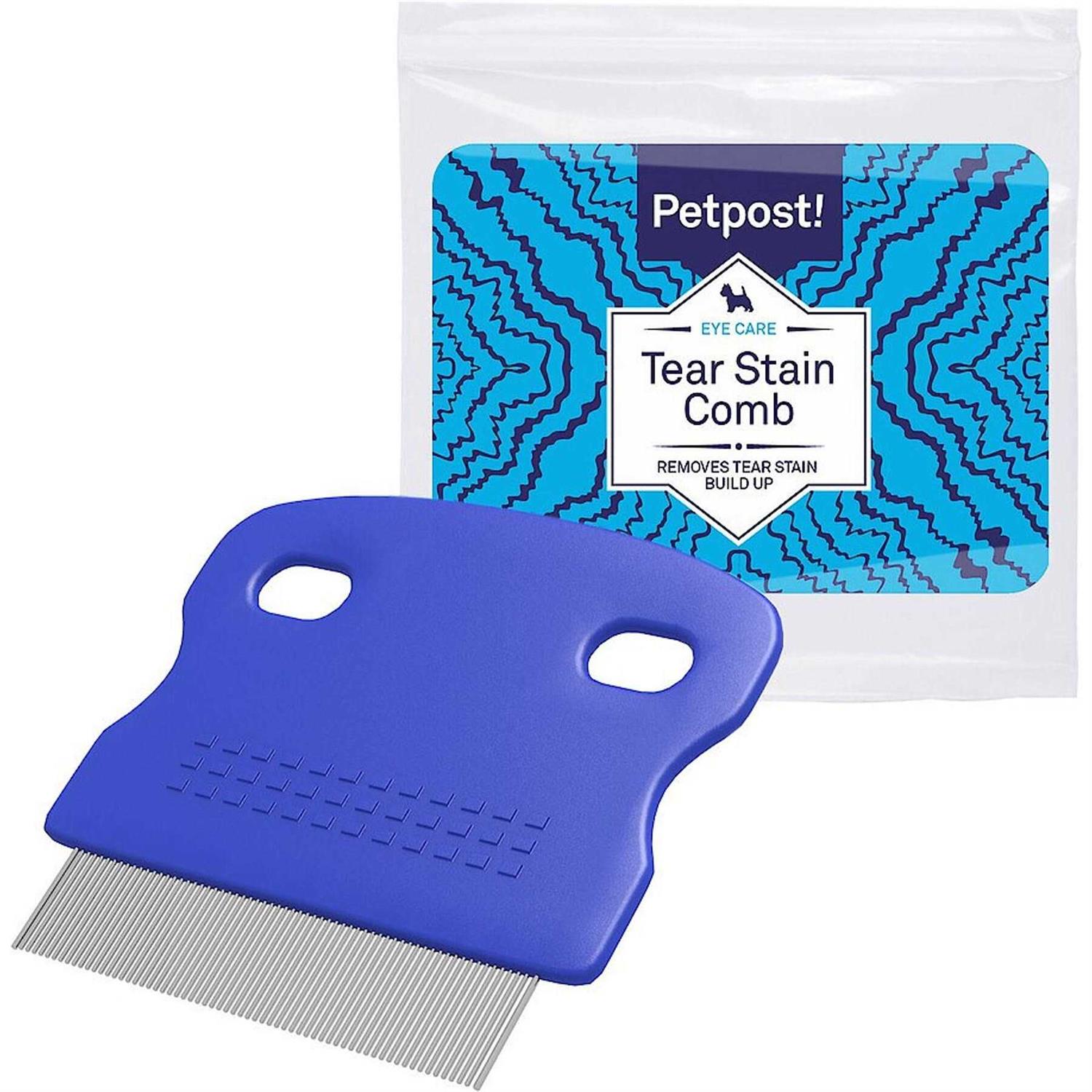 Petpost Tear Stain Remover Comb for Dogs Extra Fine Tooth Rake Gently & Effectively Gets Rid of Crust, Mucus, and Gunk Aroun