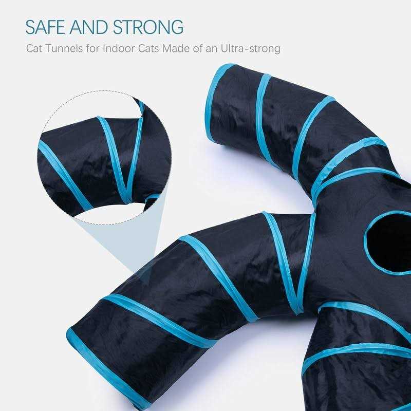 EgETOTA cat Tunnel for Indoor cats Large with Play Ball S-Shape 5 Way collapsible Interactive Peek Hole Pet Tube Toys