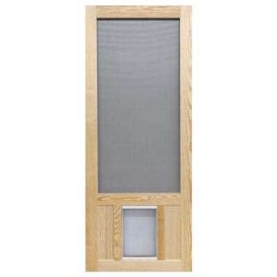 36 in. x 80 in. Chesapeake Series Reversible Wood Screen Door with Extra-Large Pet Flap