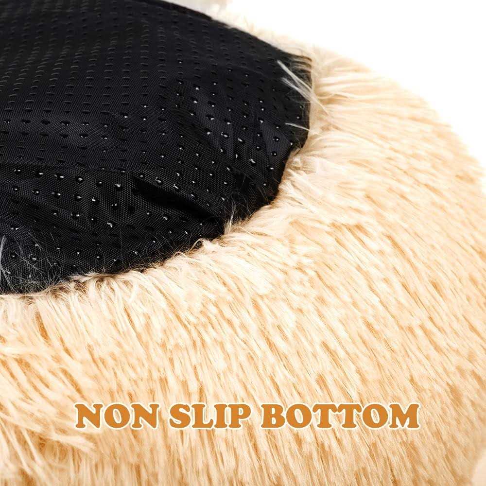 Round Plush Pet Bed for Dogs & Cats,Fluffy Soft Warm Calming Bed Sleeping Kennel Nest