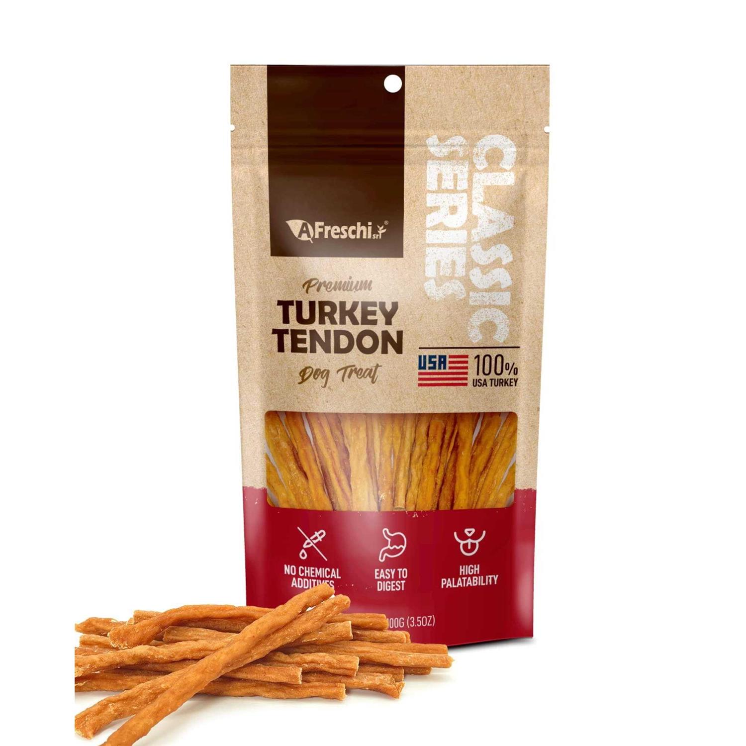 A Freschi srl Afreschi Turkey Tendon for Dogs Dog Treats Series All Natural Human Grade Dog Treat