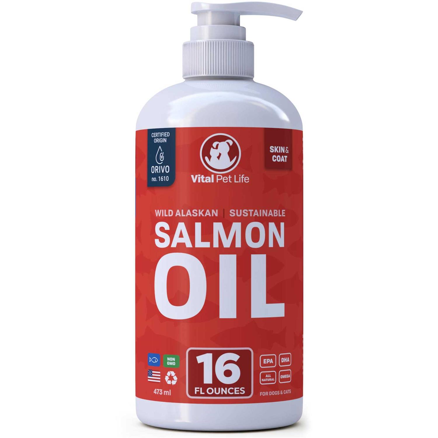Vital Pet Life Salmon Oil for Dogs & Cats Healthy Skin & Coat Fish Oil