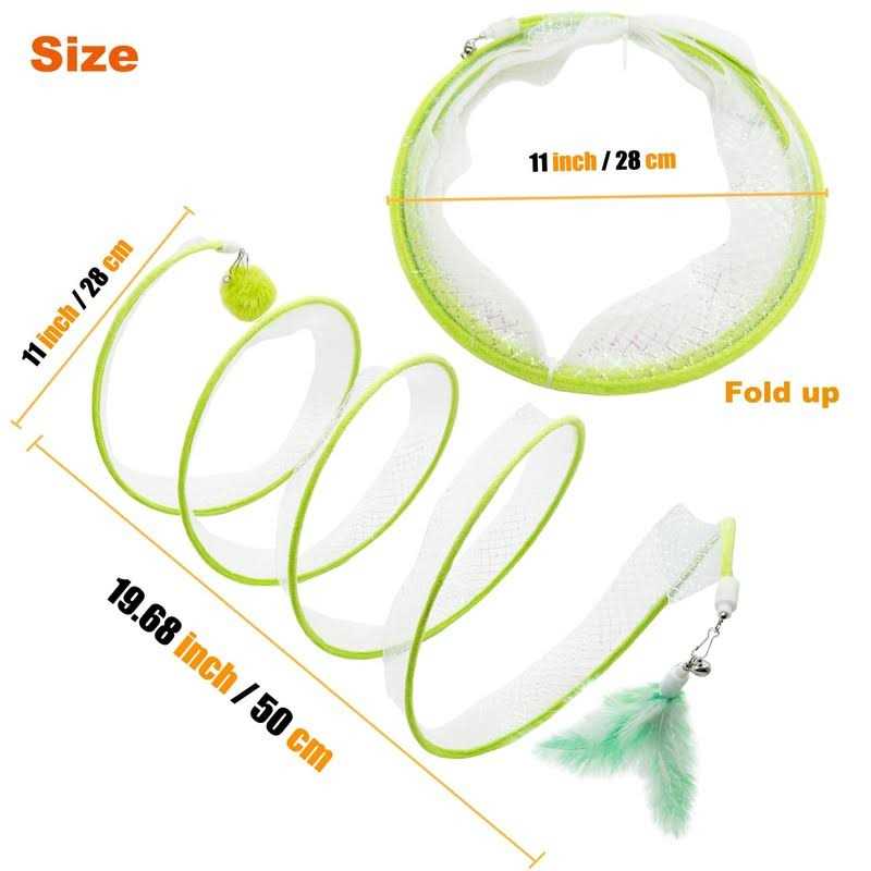 CATENEED S Type Cat Tunnel Toy Folded Cat Tunnel Spring Toy