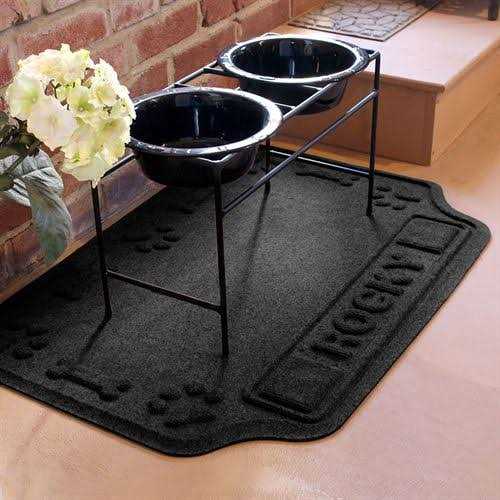 Bungalow Flooring Personalized Waterhog Drool Hog Dog Bone Dog Dinner Mat