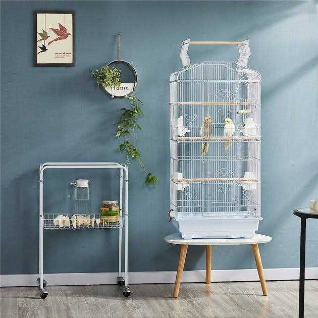 Yaheetech Open Top Metal Bird Cage Large Rolling Parrot Cage with Stand