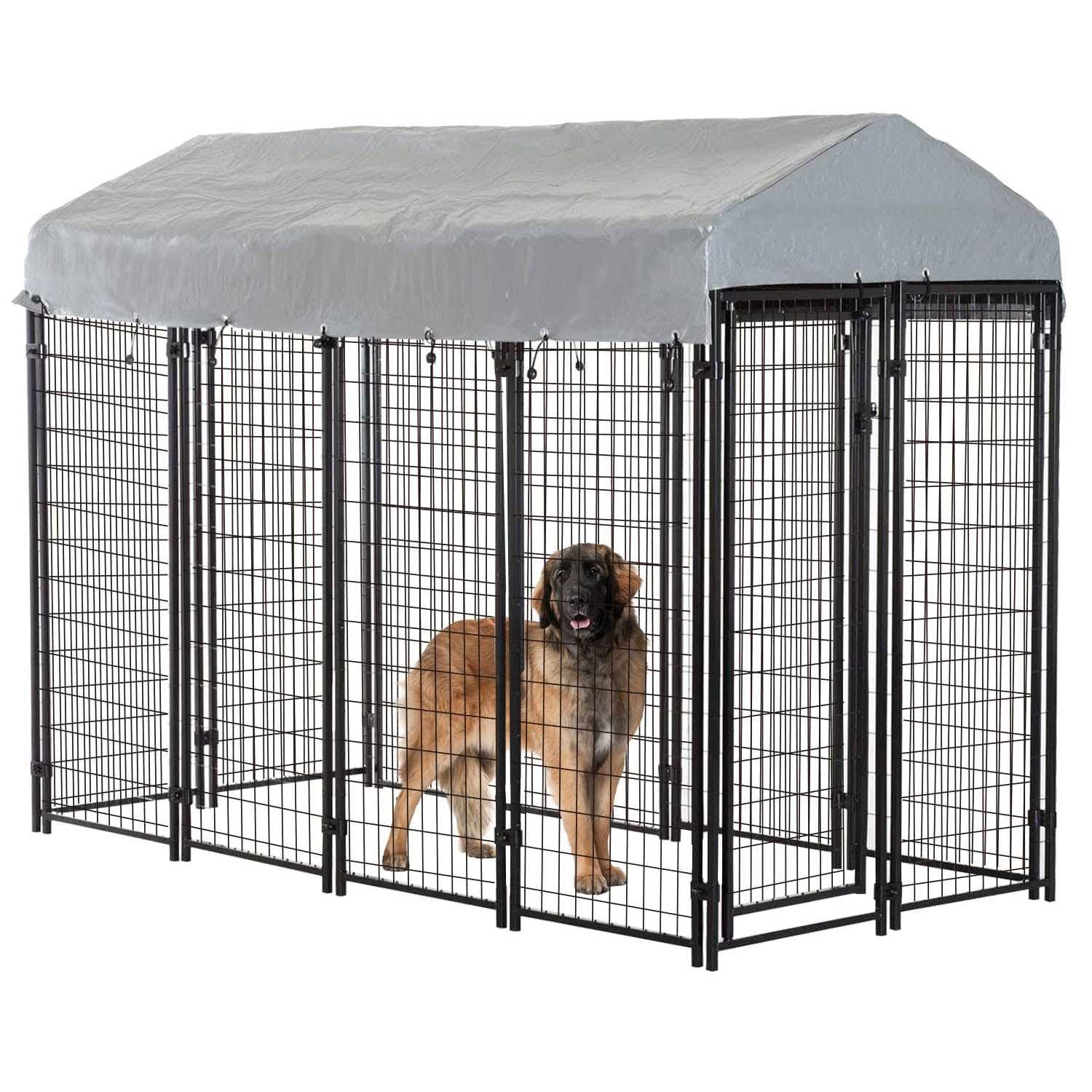 bestpet 8 x 4 x 6 ft dog kennel outdoor dog pen playpen house heavy duty dog crate metal galvanized welded pet animal camping