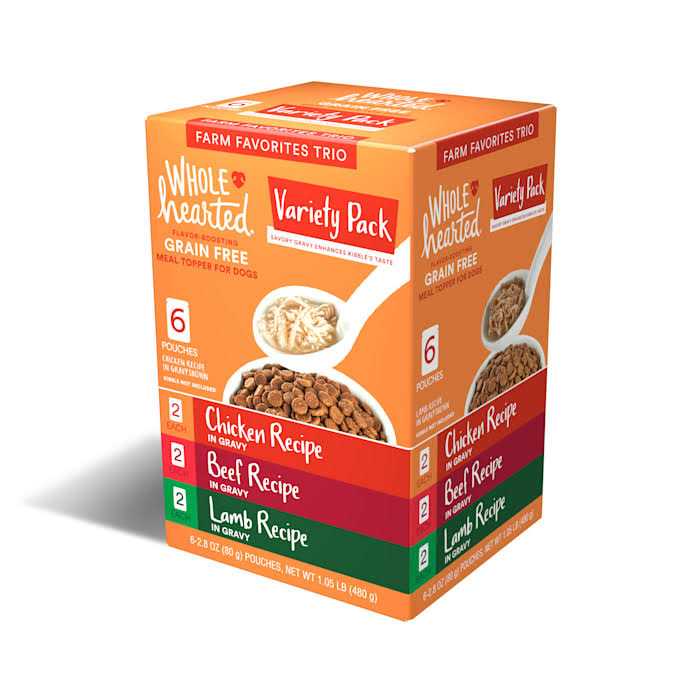 WholeHearted Grain Free Farm Favorites Trio Gravy Puree Topper Dog Meal Variety Pack