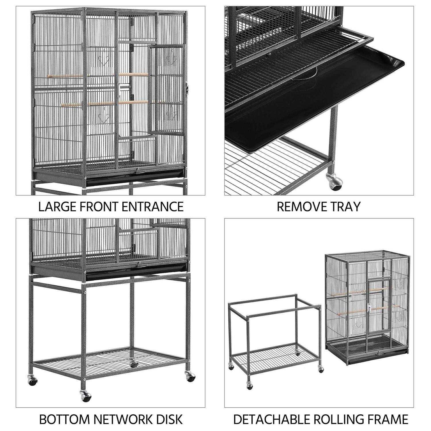 Topeakmart Metal Bird Cage with Rolling Detachable Stand
